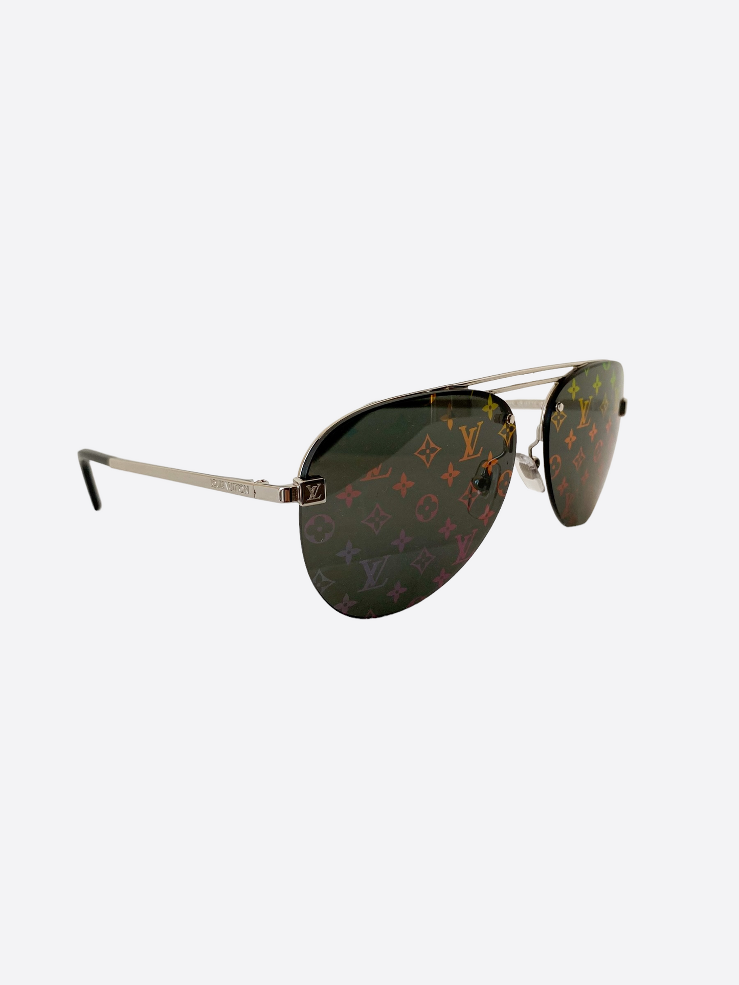 LOUIS VUITTON Metal Monogram Clockwise Sunglasses Z1595E Black 1105570