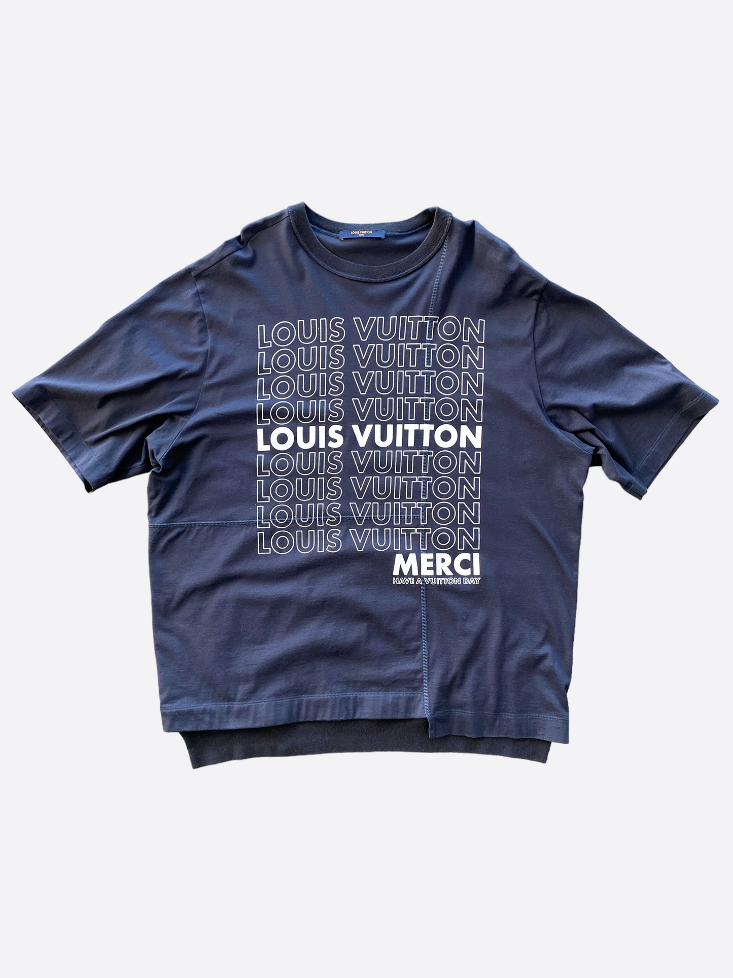 Louis Vuitton Midnight Blue LV Forever Print Cotton Crew Neck T-Shirt L Louis  Vuitton