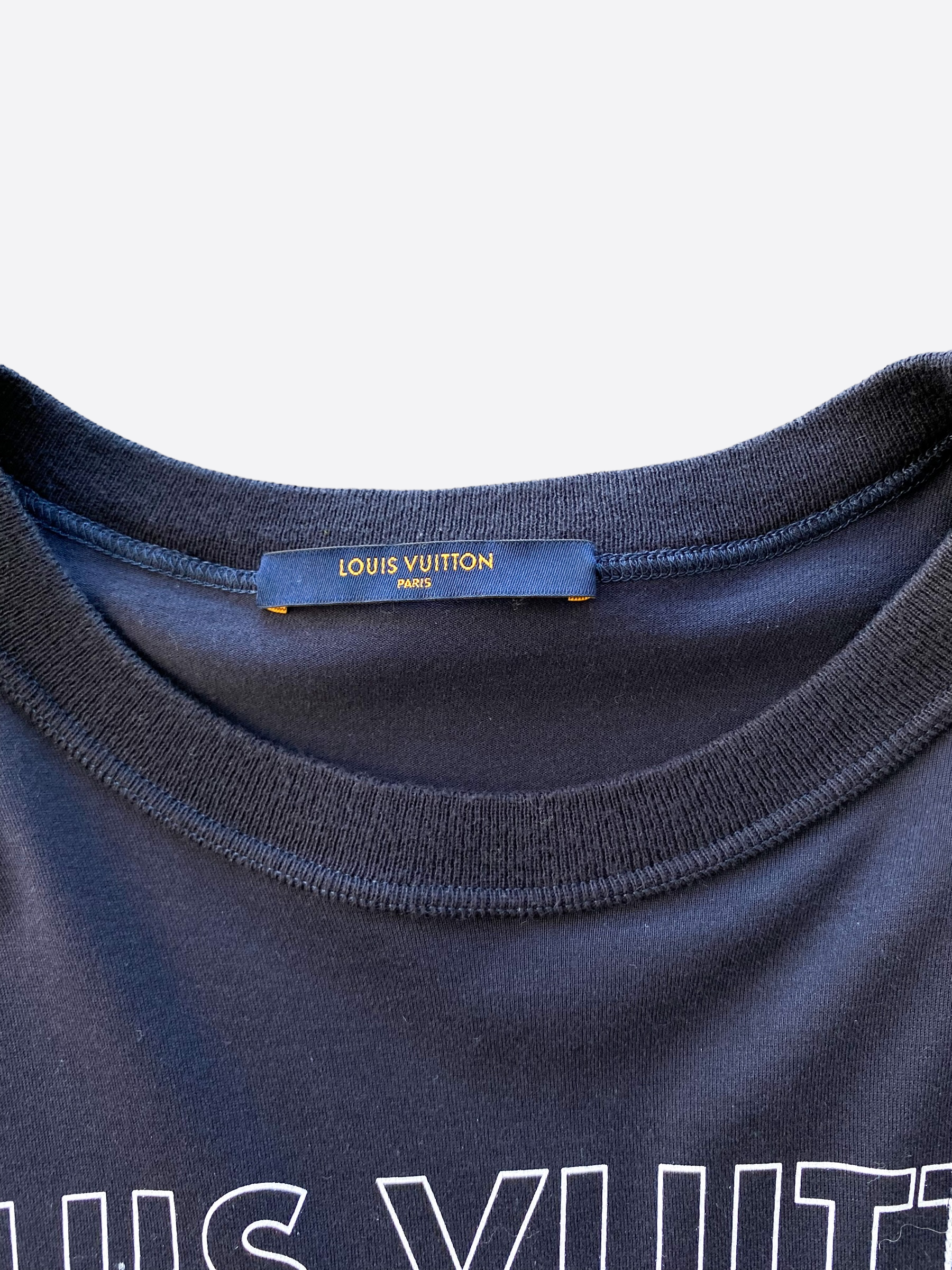 Louis Vuitton Navy Blue Merci Print Cotton Crewneck T-Shirt S