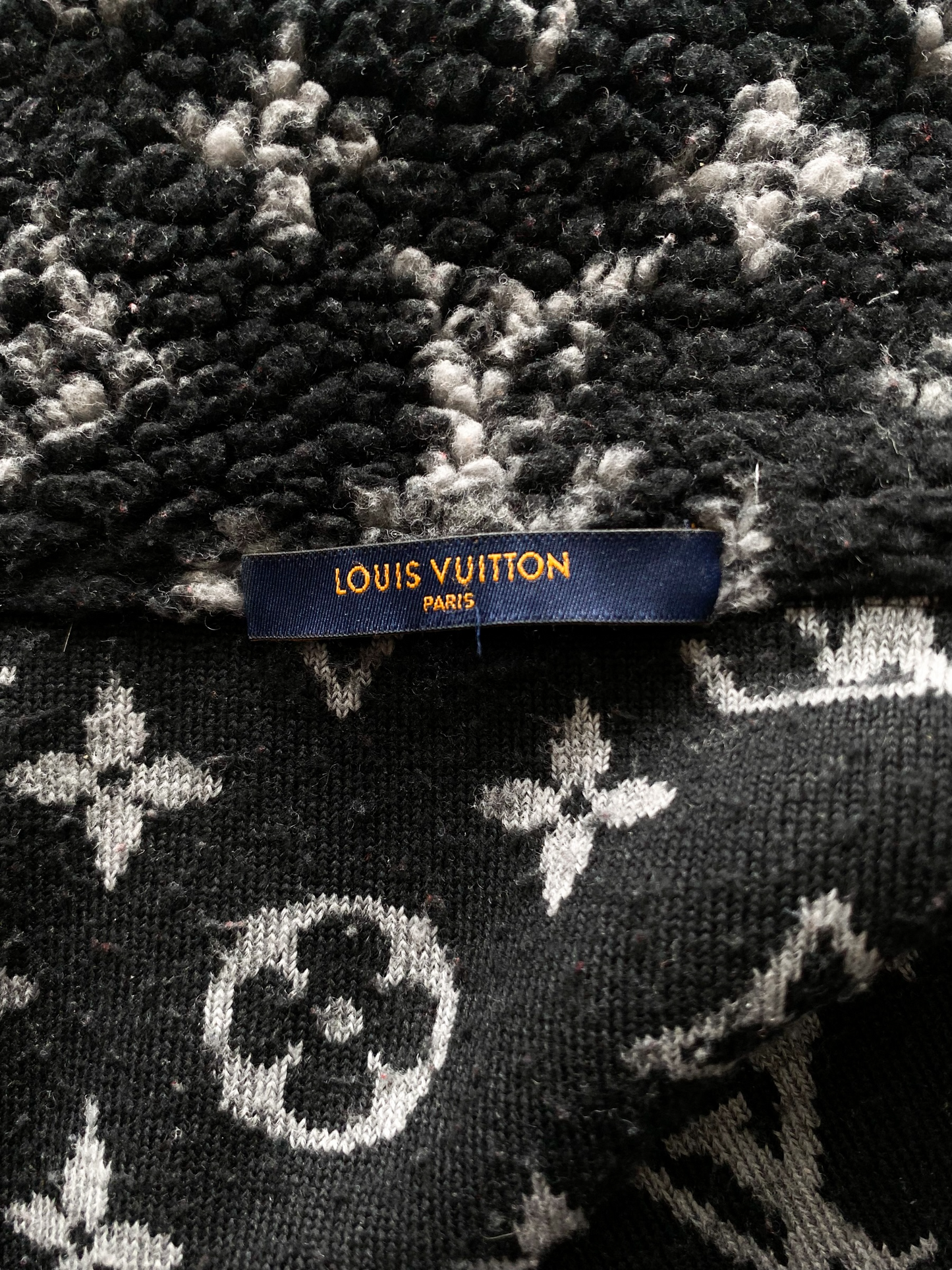 Louis Vuitton Men Monogram Jacquard Fleece Zip-Through Jacket Polyester  Black Slightly Loose Fit - LULUX