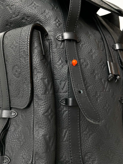 Louis Vuitton Black & Orange Taurillon Leather Monogram Christopher Backpack