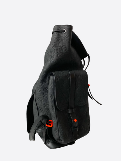 Louis Vuitton Black & Orange Taurillon Leather Monogram Christopher Backpack