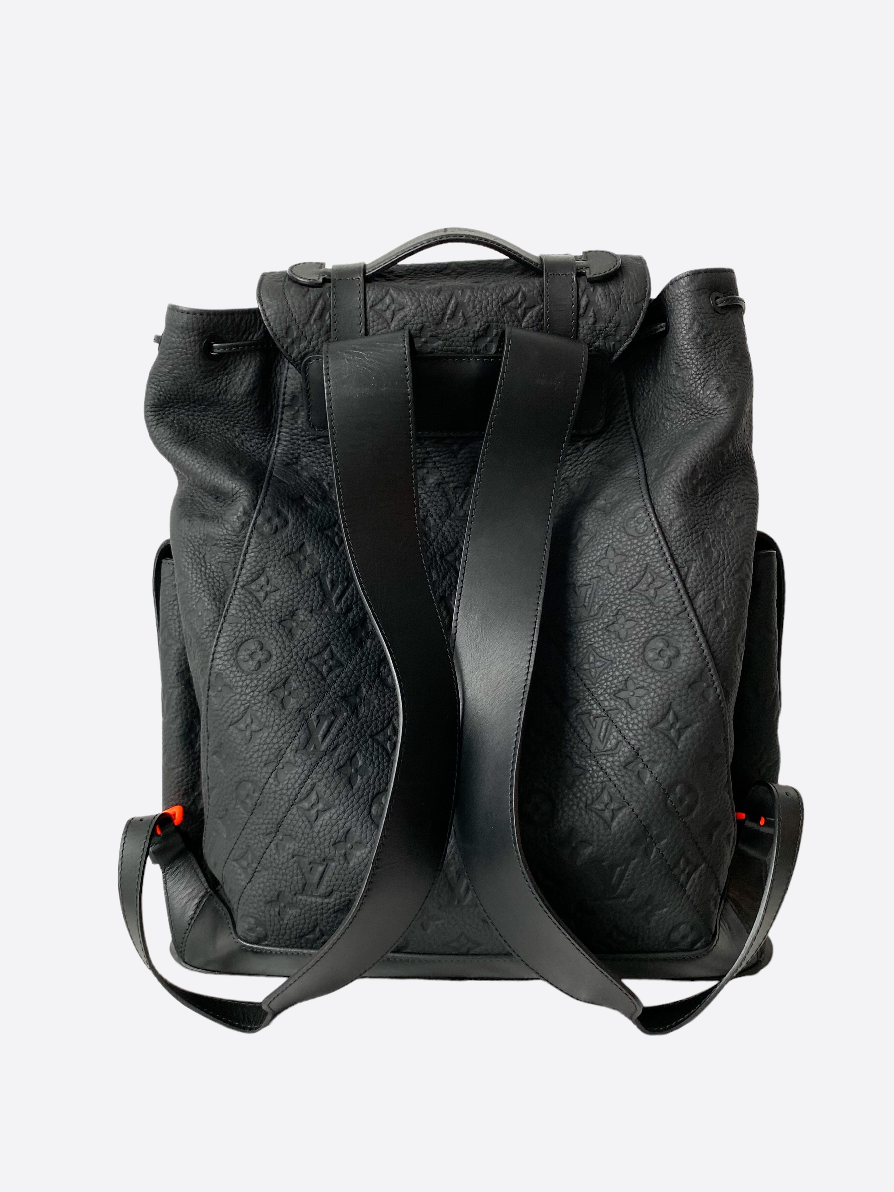 Louis Vuitton Black & Orange Taurillon Leather Monogram Christopher Backpack