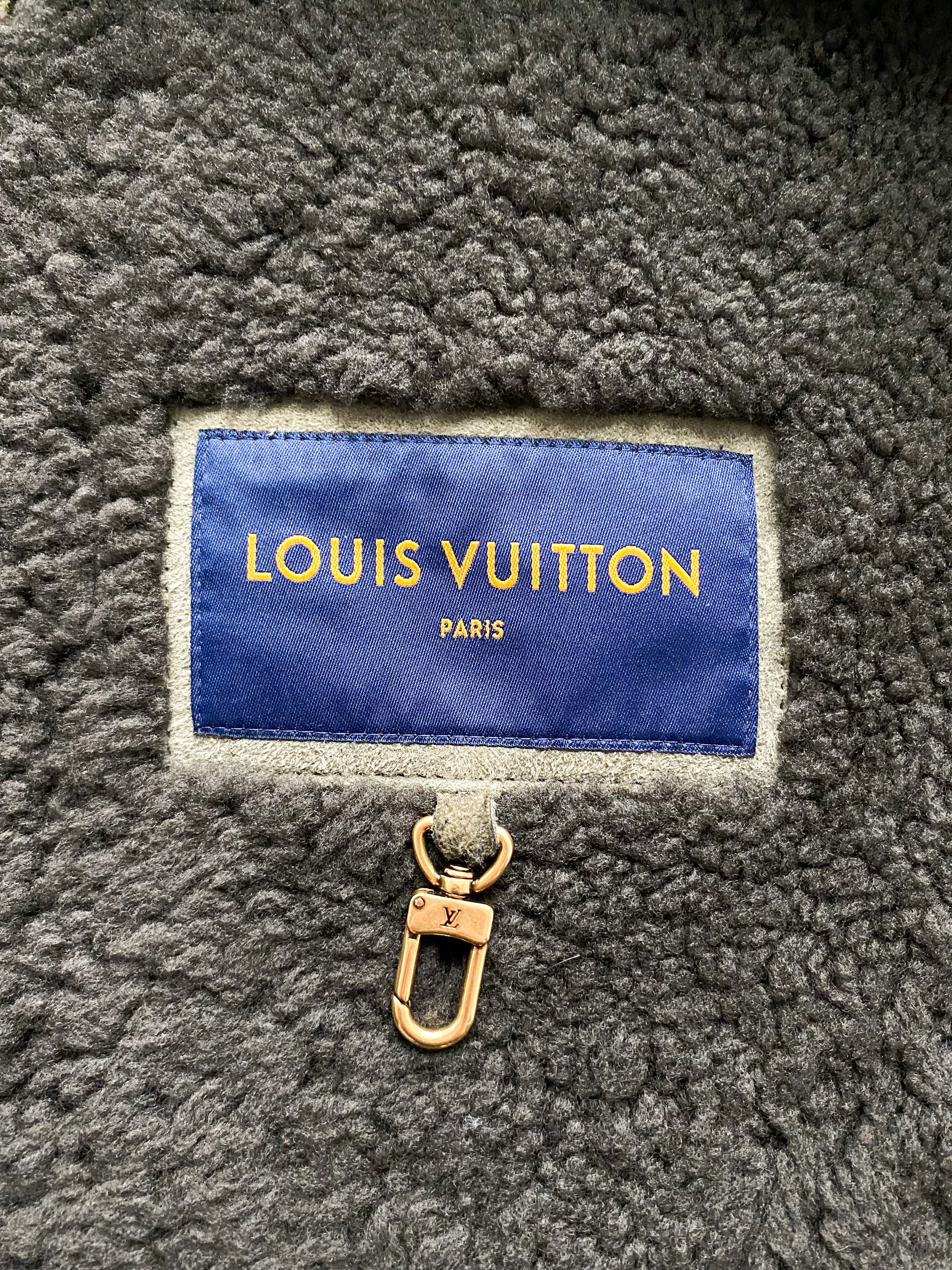 Louis Vuitton Monogram Monogram Shearling Coat, Grey, 46