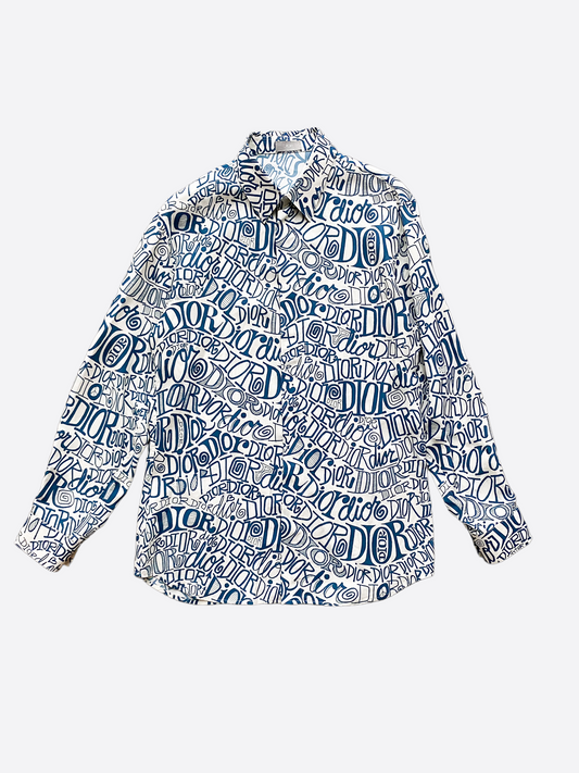 Dior Stussy All Over Print Button Up Shirt