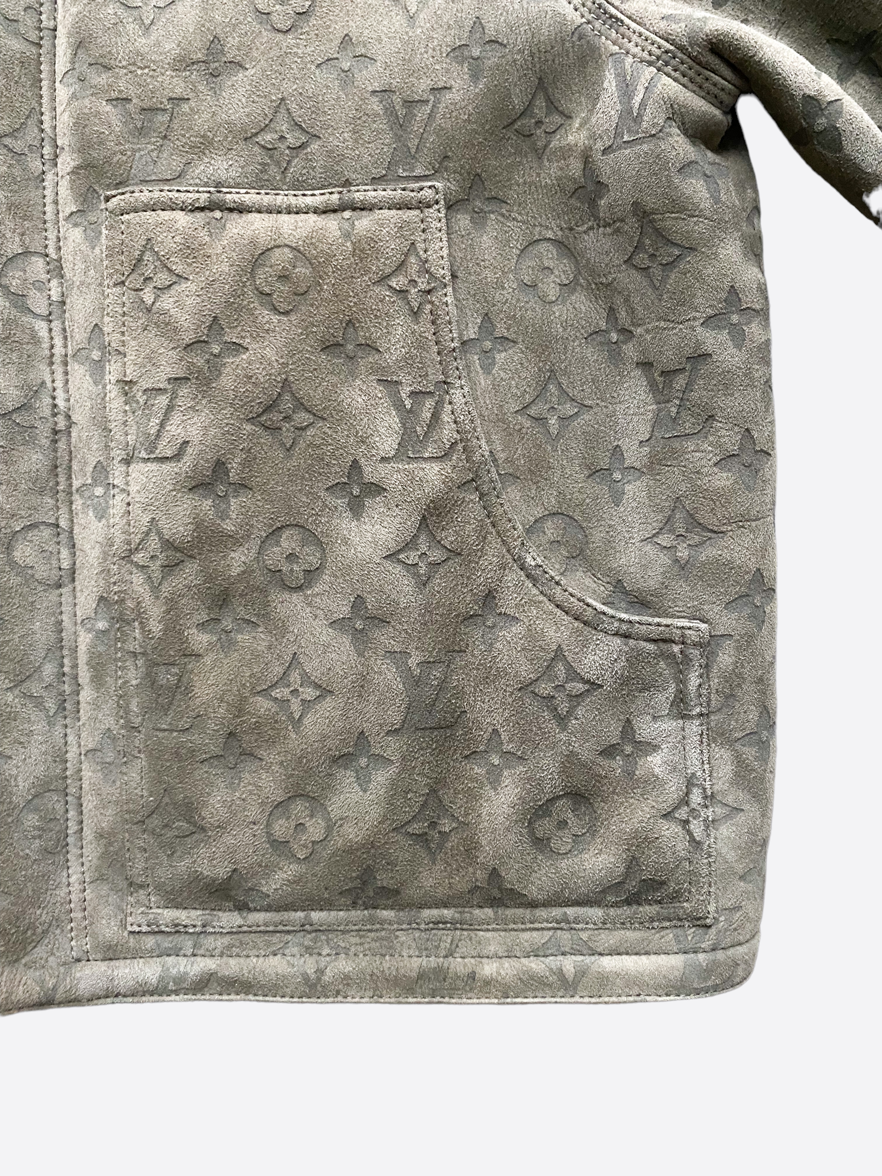 Louis Vuitton Monogram Monogram Shearling Coat, Grey, 44