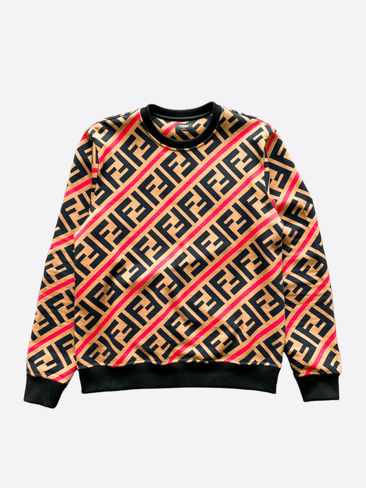 Fendi FF Logo Diagonal Stripe Monogram Sweater