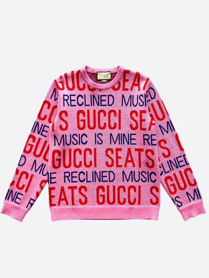Gucci 100 Pink Gucci Seats Jacquard Wool Sweater – Savonches