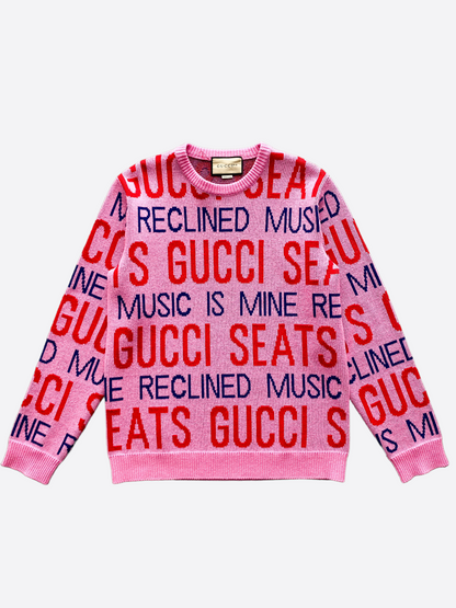 Gucci 100 Pink Gucci Seats Jacquard Wool Sweater