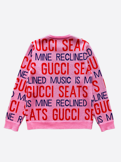 Gucci 100 Pink Gucci Seats Jacquard Wool Sweater