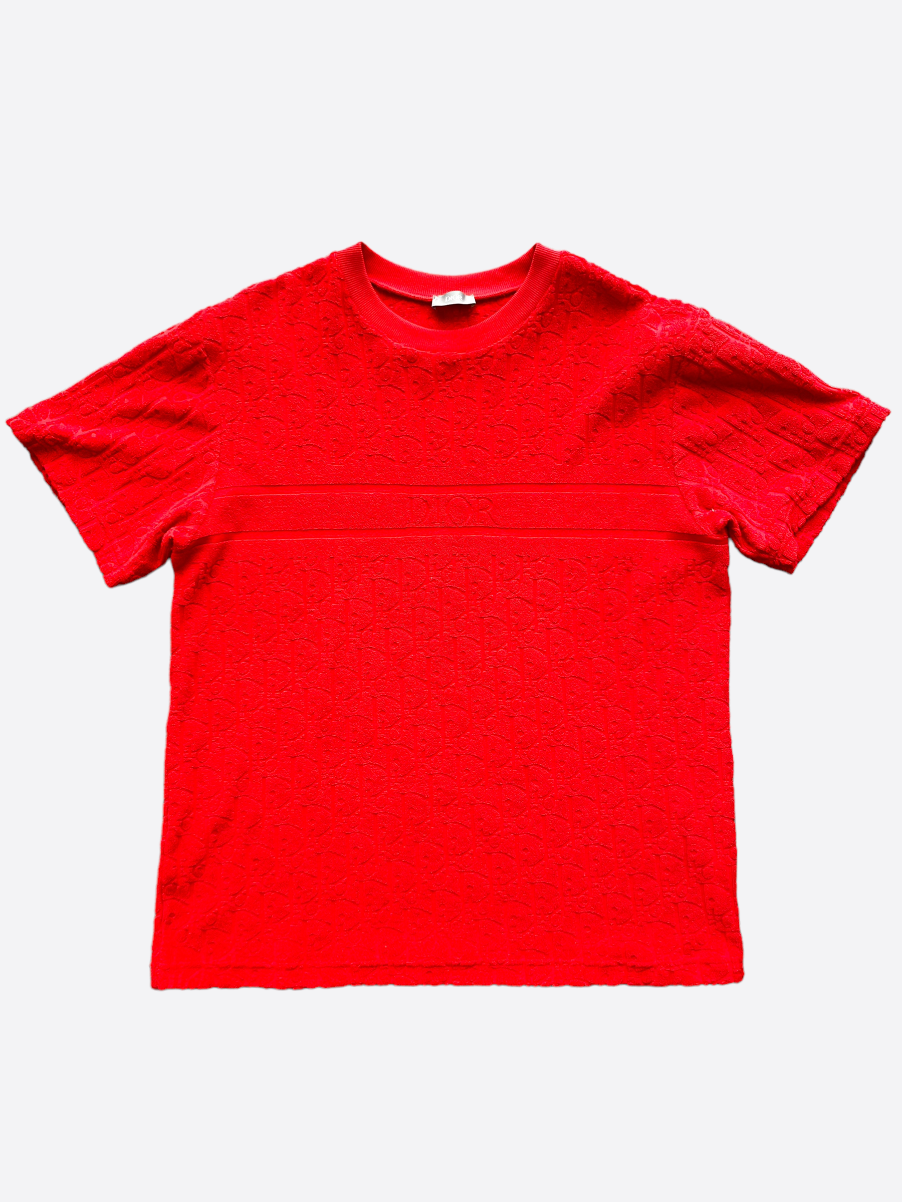Dior Oblique Red Jacquard Towel Tee – Savonches