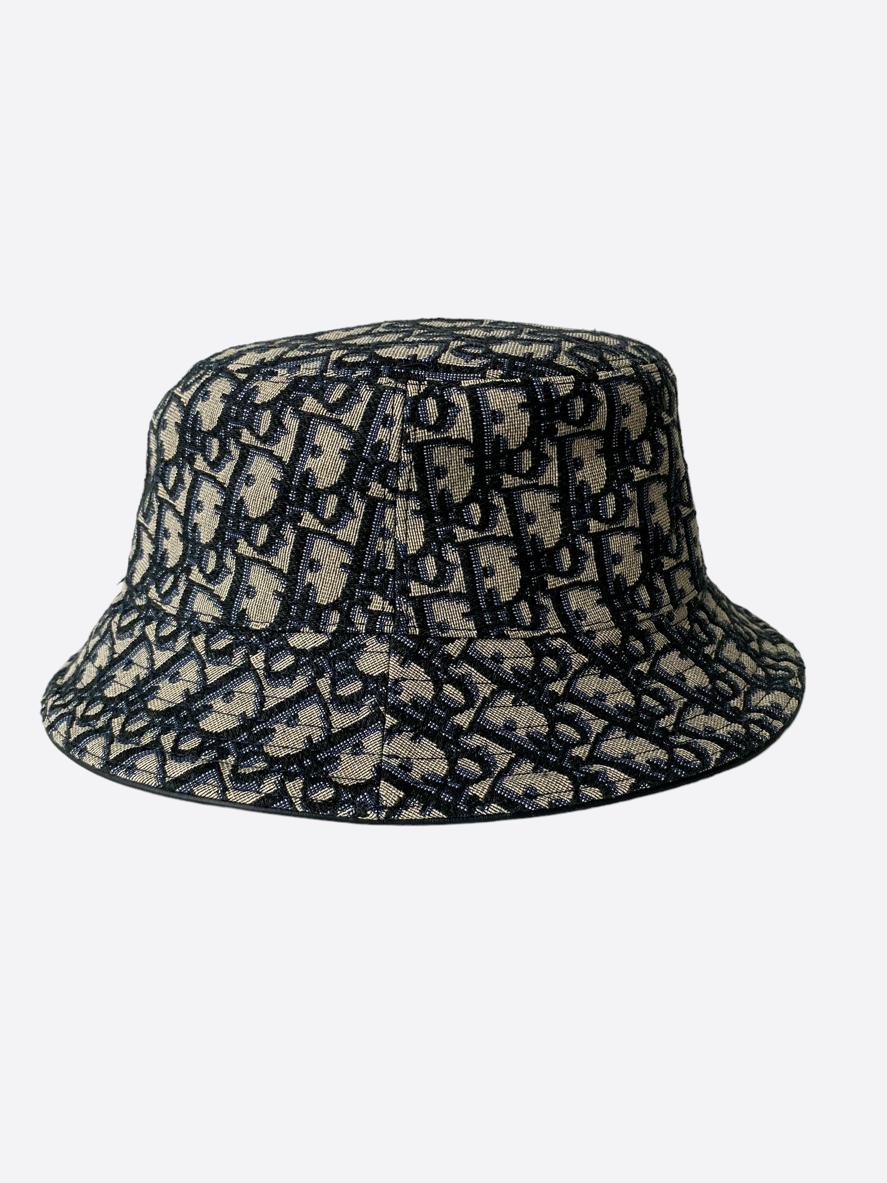 Christian Dior 113C907A4502 Oblique bucket Bob hat hat Canvas/Leather Navy