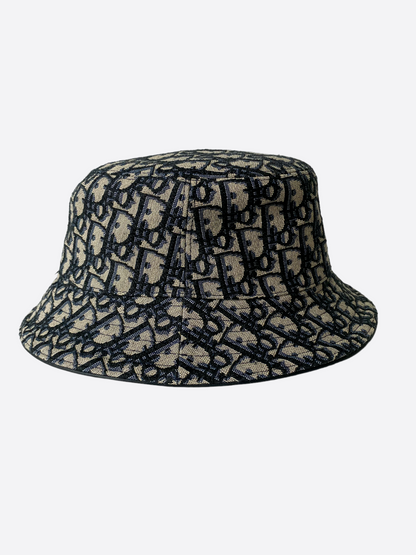 Dior Oblique Beige & Navy Blue Bucket Hat