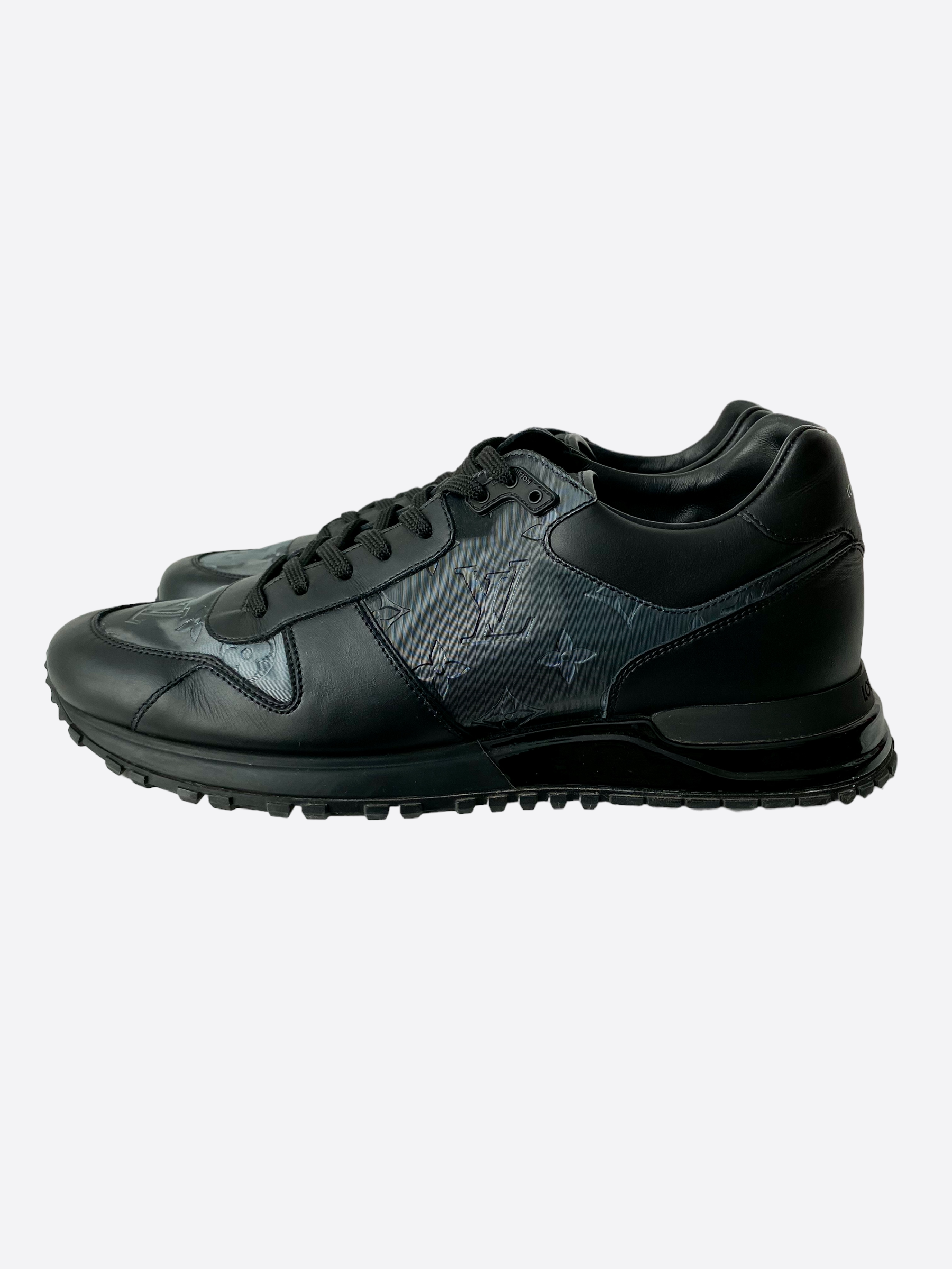 LOUIS VUITTON Calfskin Monogram Run Away Sneakers 39 Black 1290195