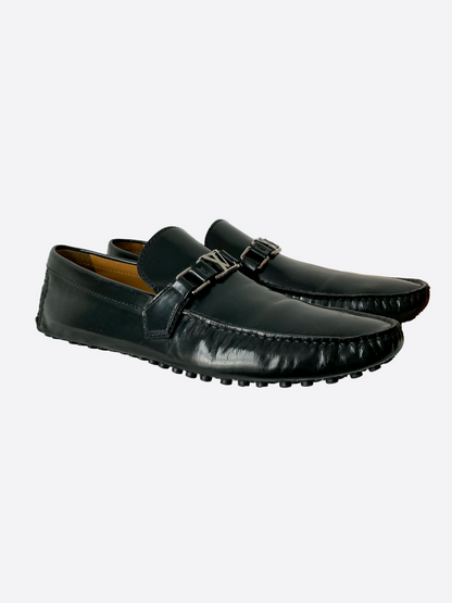 Louis Vuitton Black Logo Moccasins