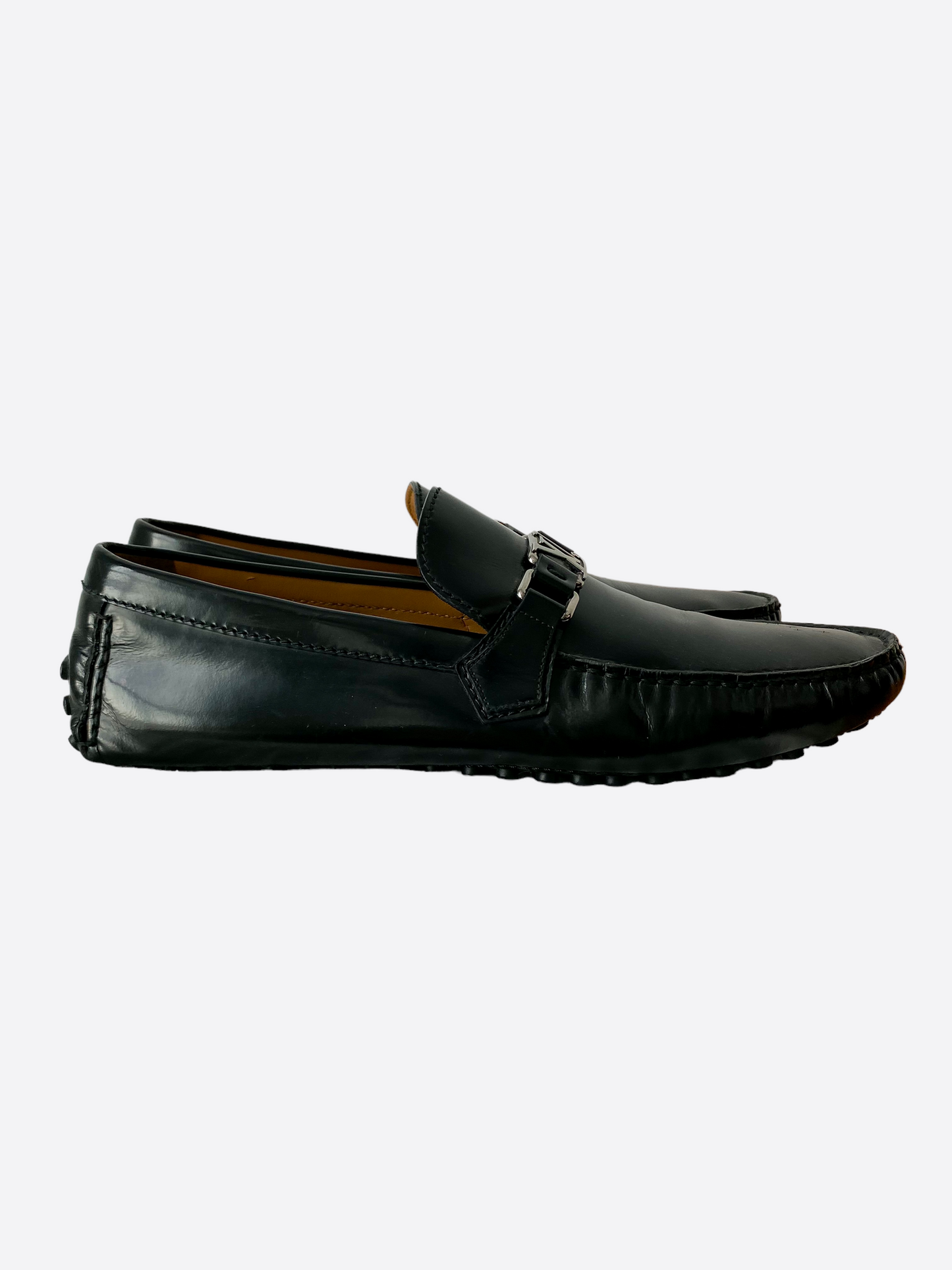 Louis Vuitton Black Logo Moccasins