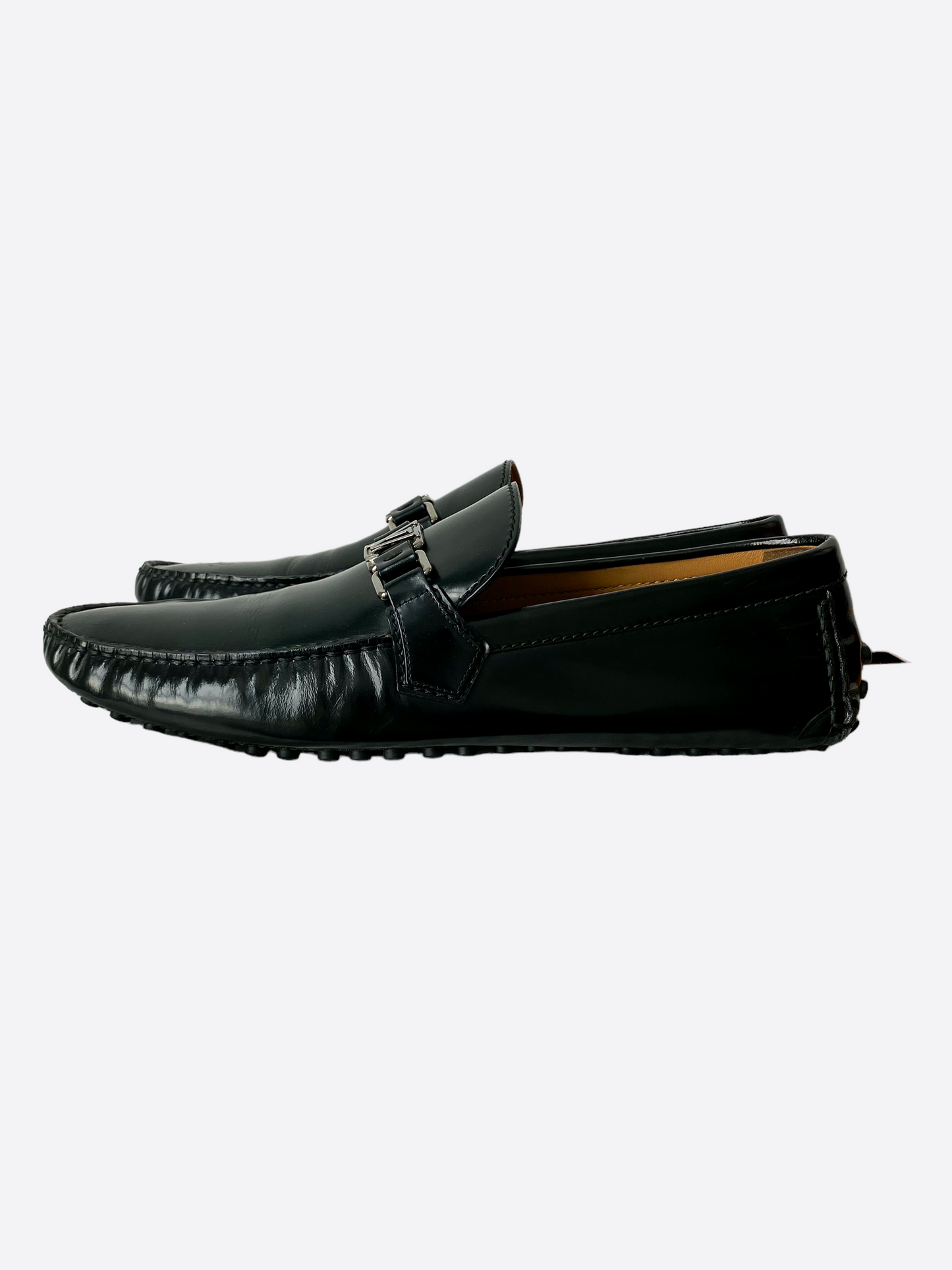 Louis Vuitton Black Logo Moccasins