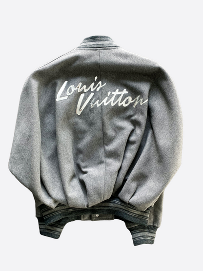 Louis Vuitton Grey Wool Padded Varsity Jacket