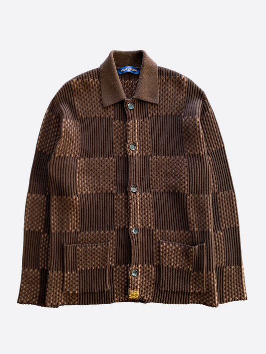 Louis Vuitton Brown Damier Wool Cardigan