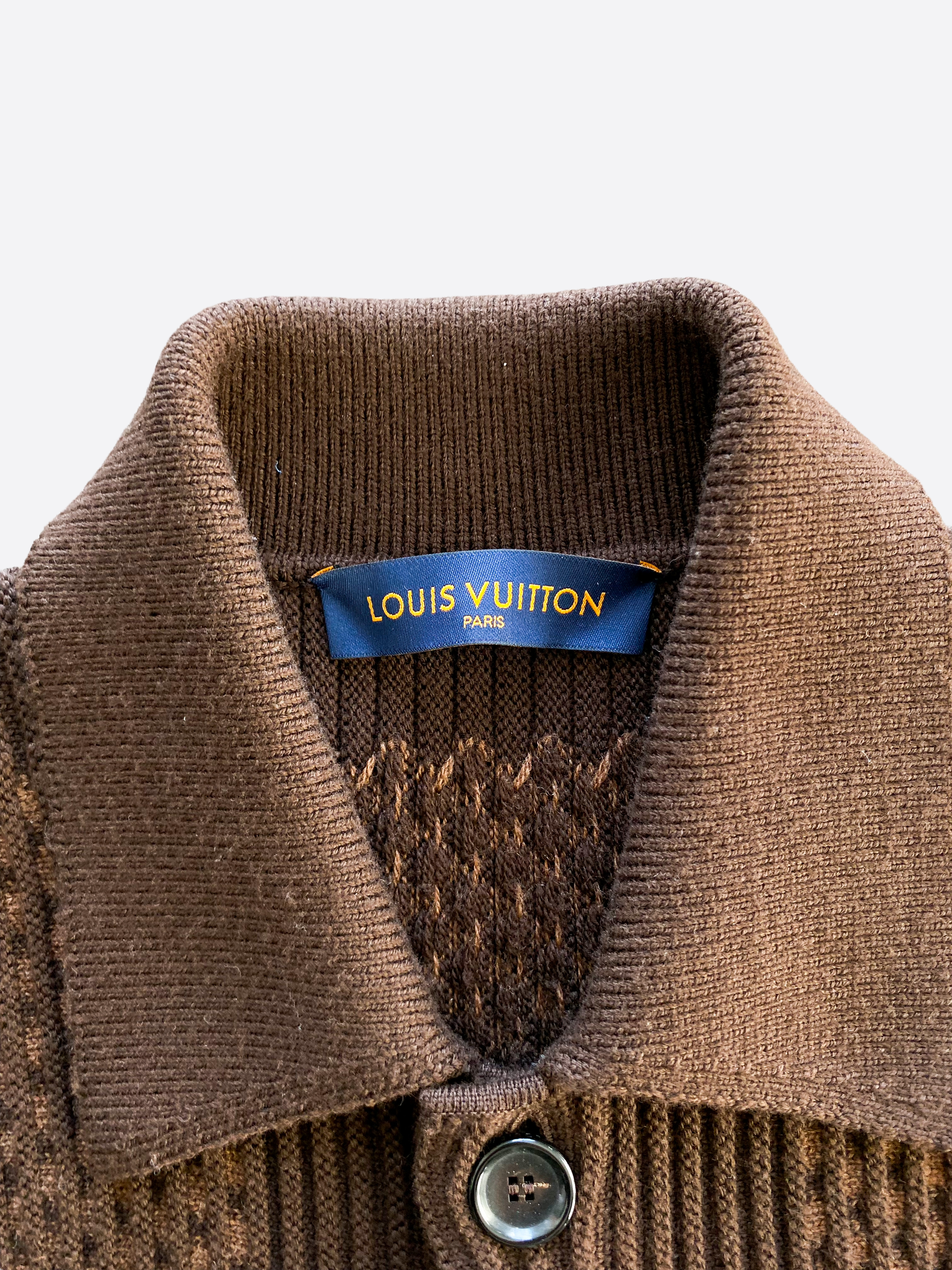 Louis Vuitton Brown Damier Wool Cardigan
