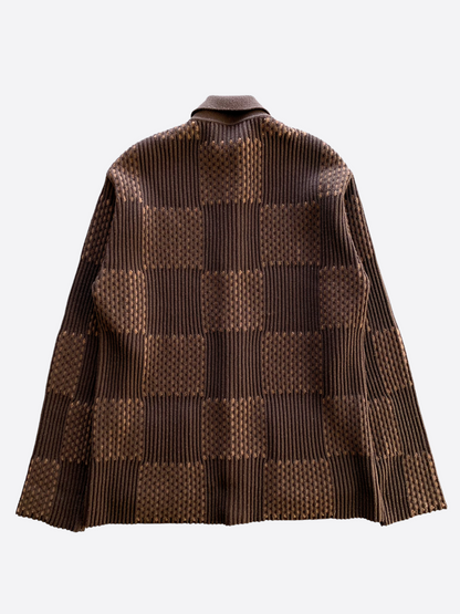 Louis Vuitton Brown Damier Wool Cardigan