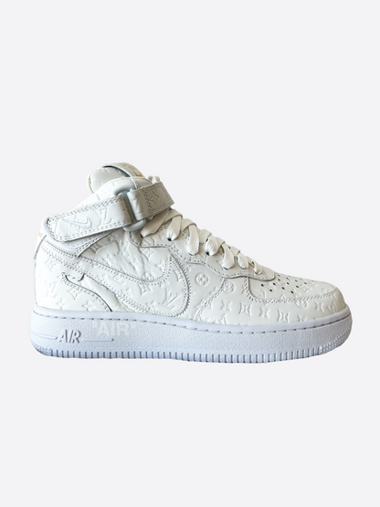 Louis Vuitton White Monogram Mid Top Nike Air Force 1