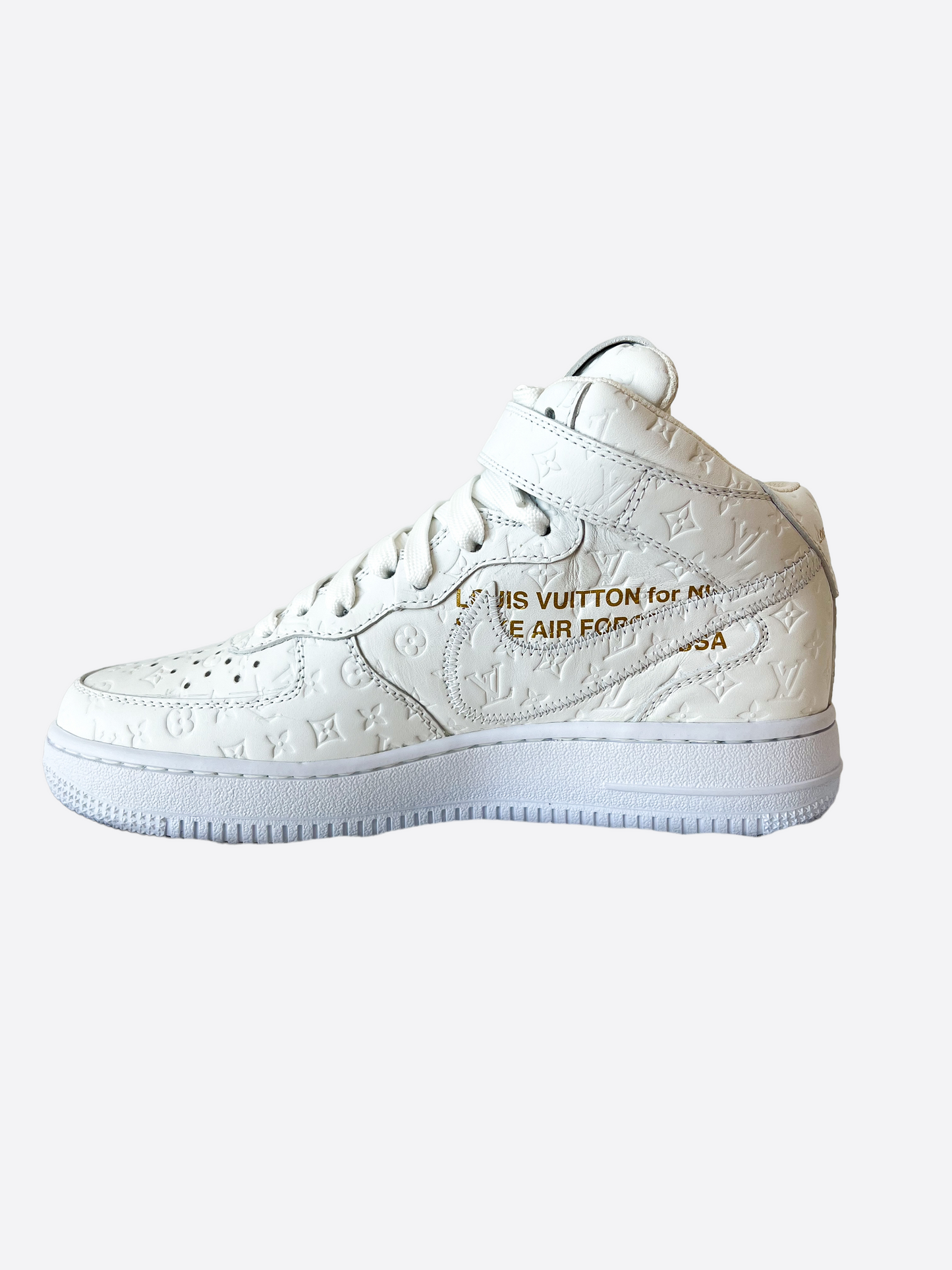 Louis Vuitton White Monogram Mid Top Nike Air Force 1