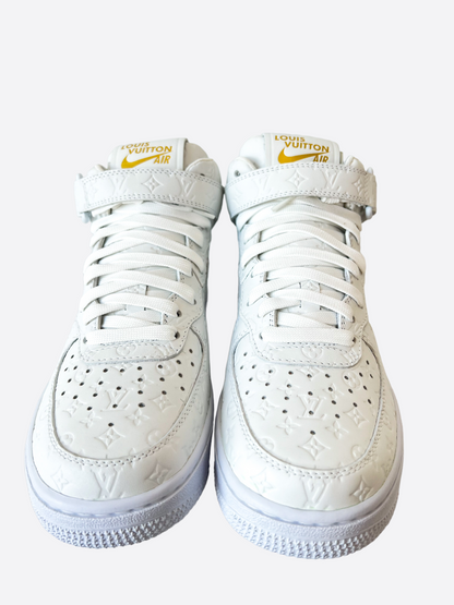 Louis Vuitton White Monogram Mid Top Nike Air Force 1