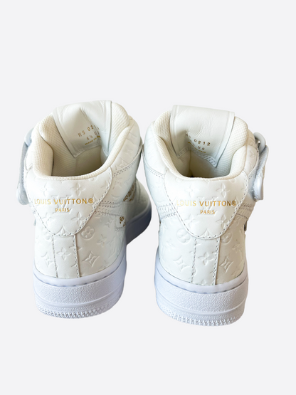 Louis Vuitton White Monogram Mid Top Nike Air Force 1