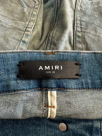 Amiri Dirty Indigo Cashmere Patch MX1 Distressed Denim