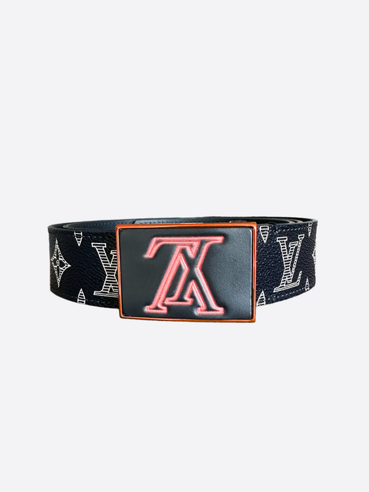 Louis Vuitton Navy Blue Monogram Upside Down Belt