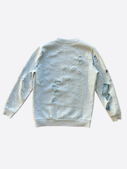 Givenchy Baby Blue Distressed Logo Sweater Savonches