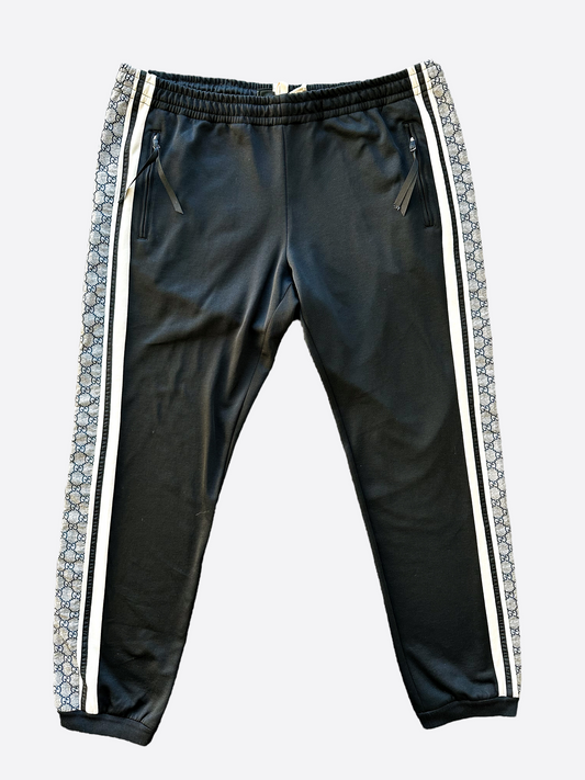 Gucci Black Monogram Striped Track Pants