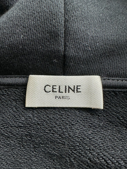 Celine Black Hood Logo Zip Up Hoodie