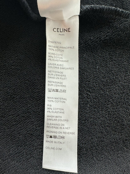 Celine Black Hood Logo Zip Up Hoodie