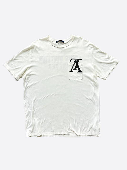 Louis Vuitton White Upside Down Logo Pocket T-Shirt