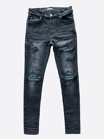 Amiri Aged Black Blue Bandana MX1 Distressed Jeans