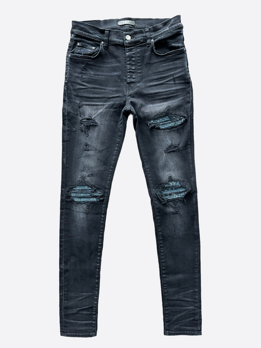 Amiri Aged Black Blue Bandana Mx1 Distressed Jeans