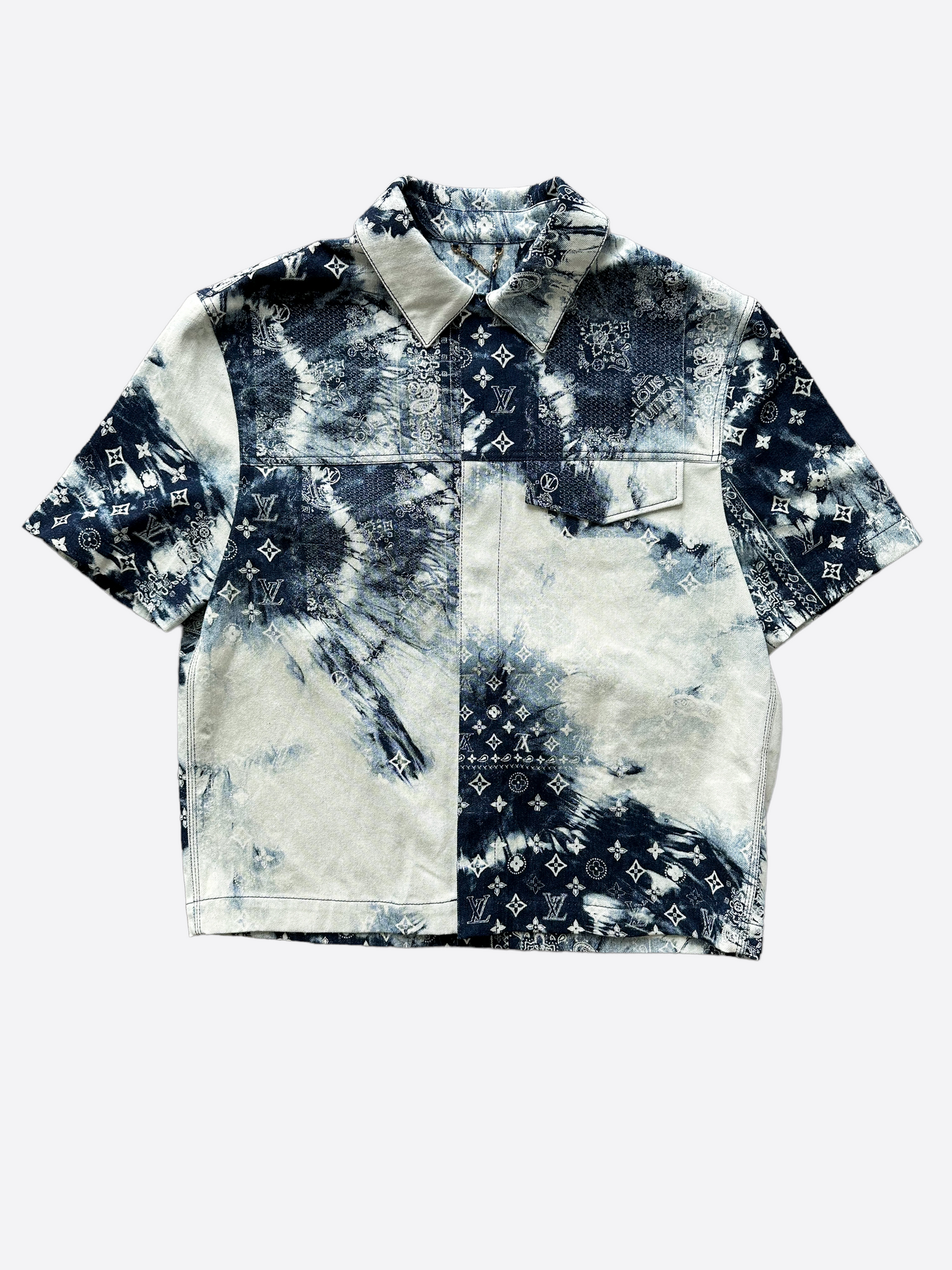 Louis Vuitton Monogram Bandana Short Sleeve Shirt Bleached Blue