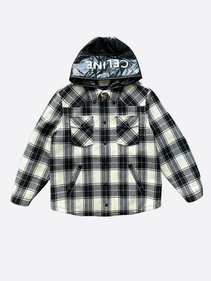Celine Black & White Hood Logo Wool Jacket – Savonches Celine Black & White Hood Logo Wool Jacket – Savonches