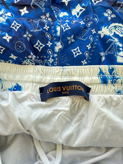 Louis Vuitton Blue Bleached Bandana Monogram Swim Shorts