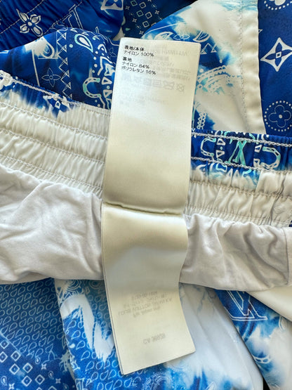 Louis Vuitton Blue Bleached Bandana Monogram Swim Shorts