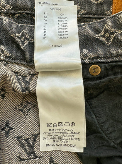 Louis Vuitton Grey Monogram Distressed Baggy Denim