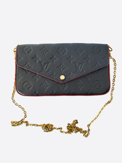 Louis Vuitton Navy & Red Empreinte Leather Monogram Pochette Felicie