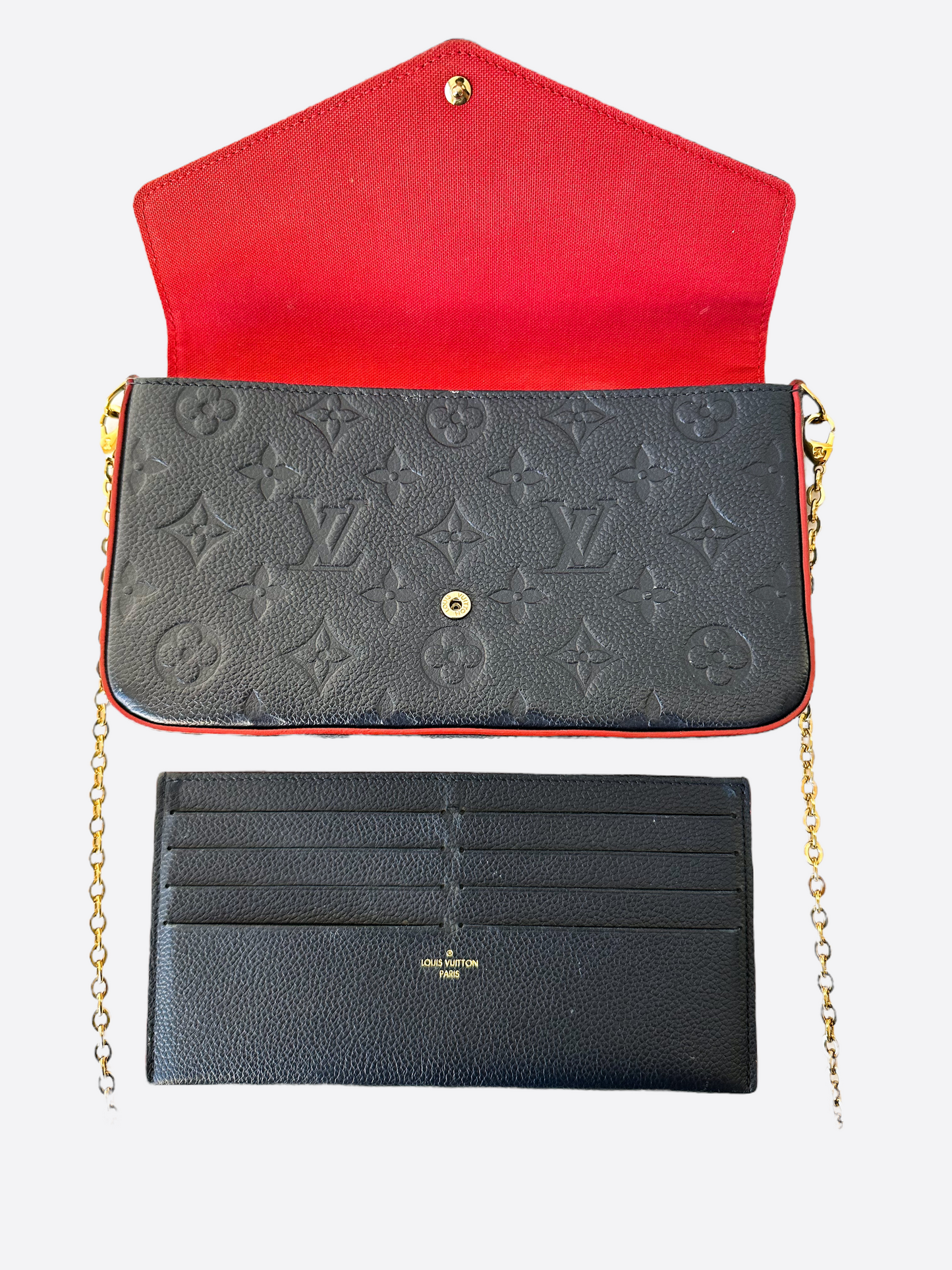 Louis Vuitton Navy & Red Empreinte Leather Monogram Pochette Felicie