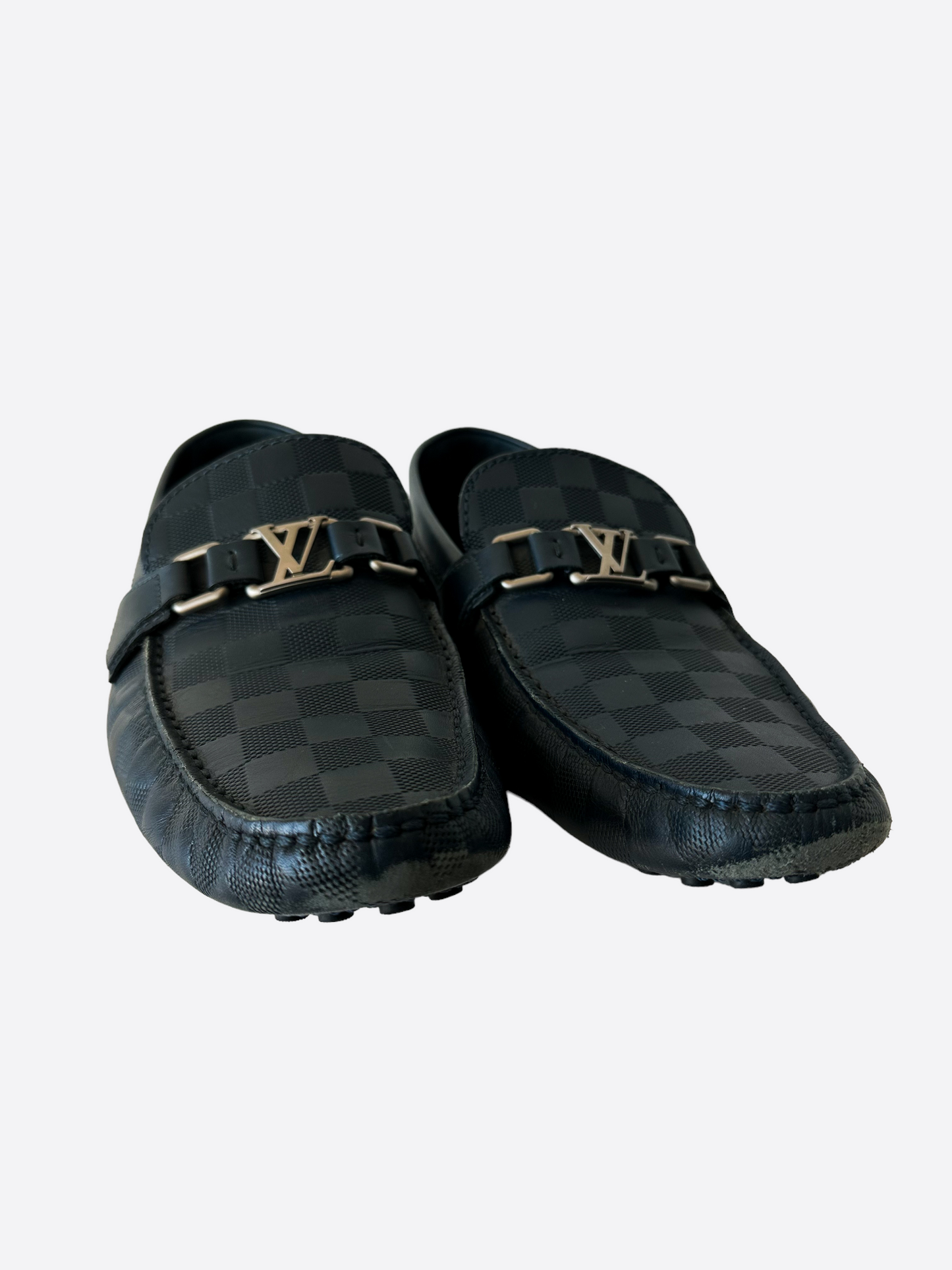 Louis Vuitton Navy Damier LV Logo Loafers