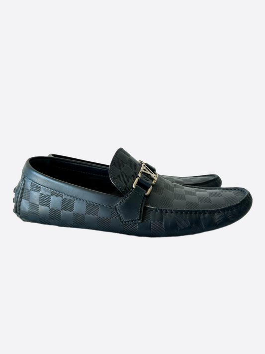 Louis Vuitton Navy Damier LV Logo Loafers