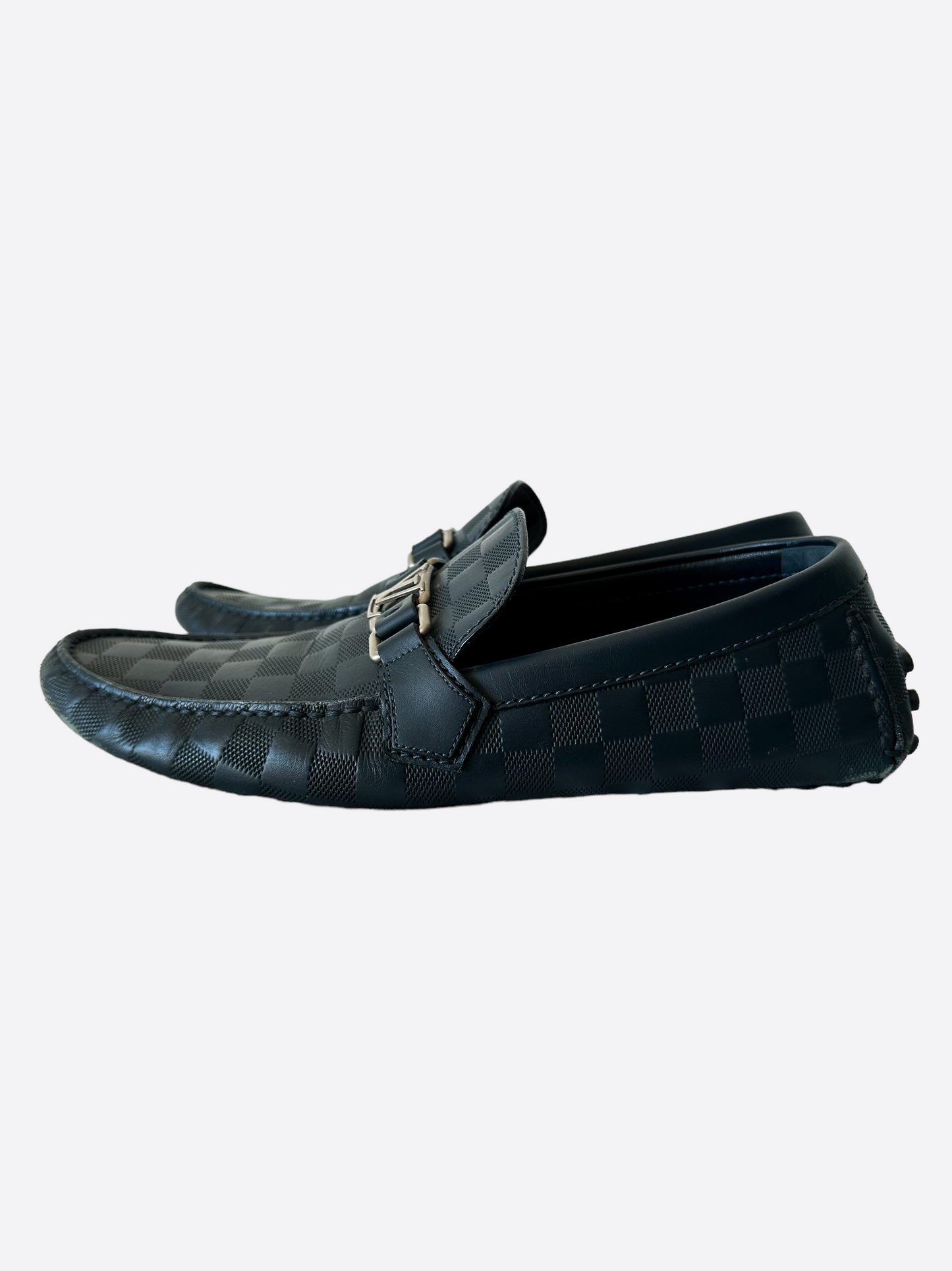 Louis Vuitton Navy Damier LV Logo Loafers