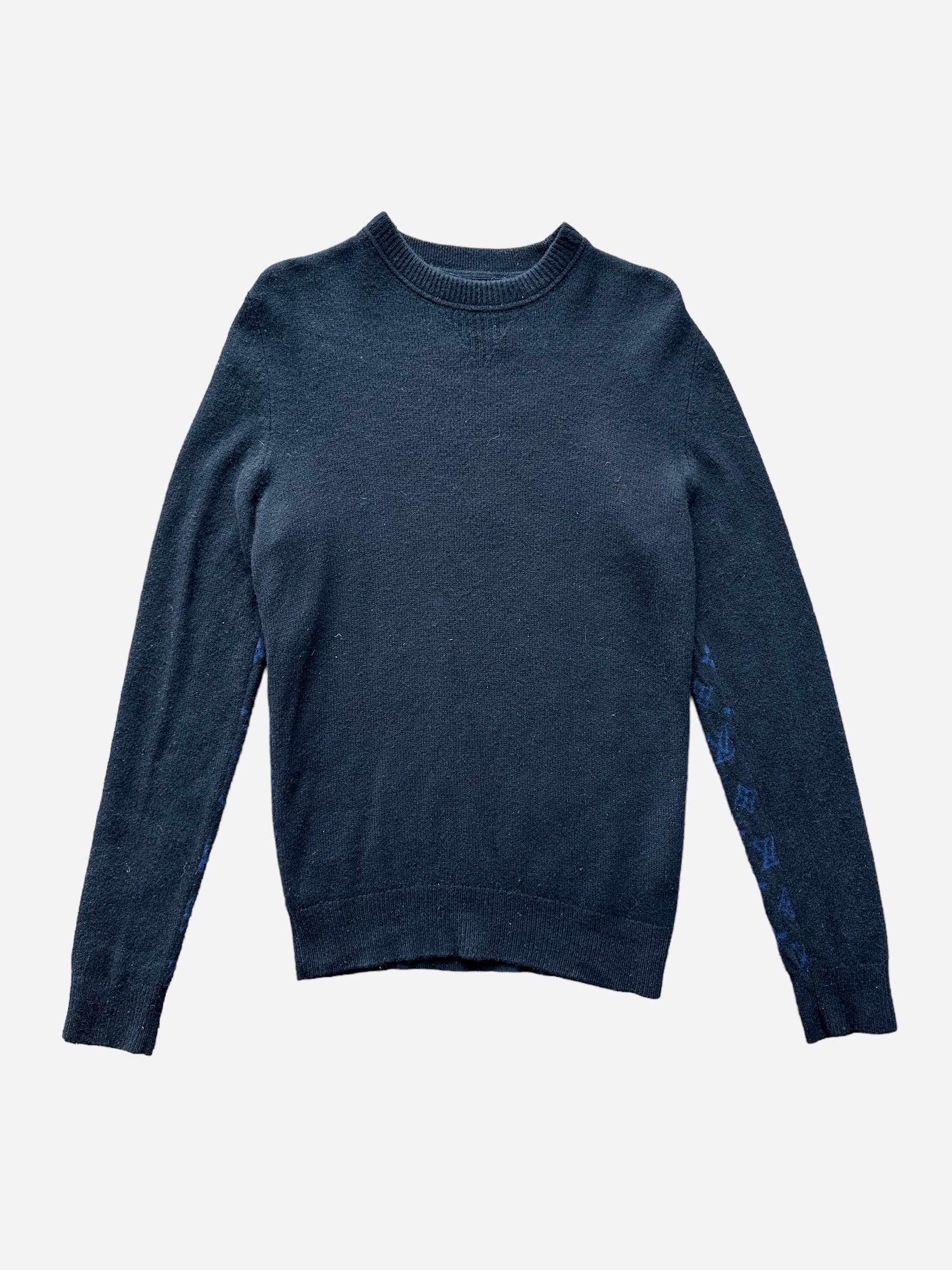 Louis Vuitton Black Blue Half Monogram Cashmere Sweater Savonches