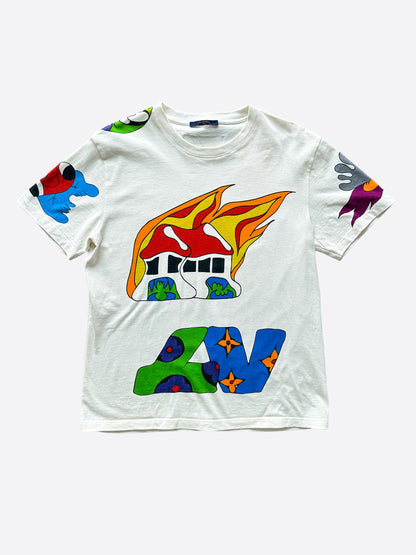 Louis Vuitton White Burning House T-Shirt